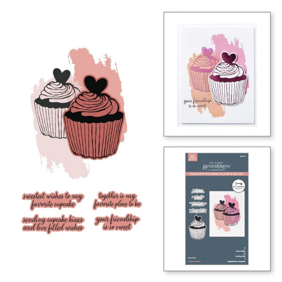 Spellbinders - BetterPress Society December 2024 (Cupcake Kisses BetterPress Plate & Die Set)