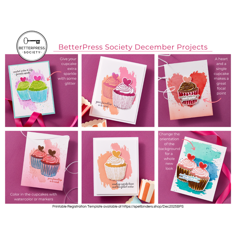 Spellbinders - BetterPress Society December 2024 (Cupcake Kisses BetterPress Plate & Die Set)