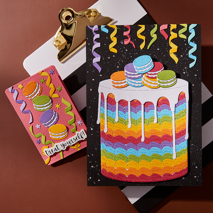 Spellbinders - Ganache Gateau Etched Dies from the Bougie Birthday Collection by Nina Boettcher