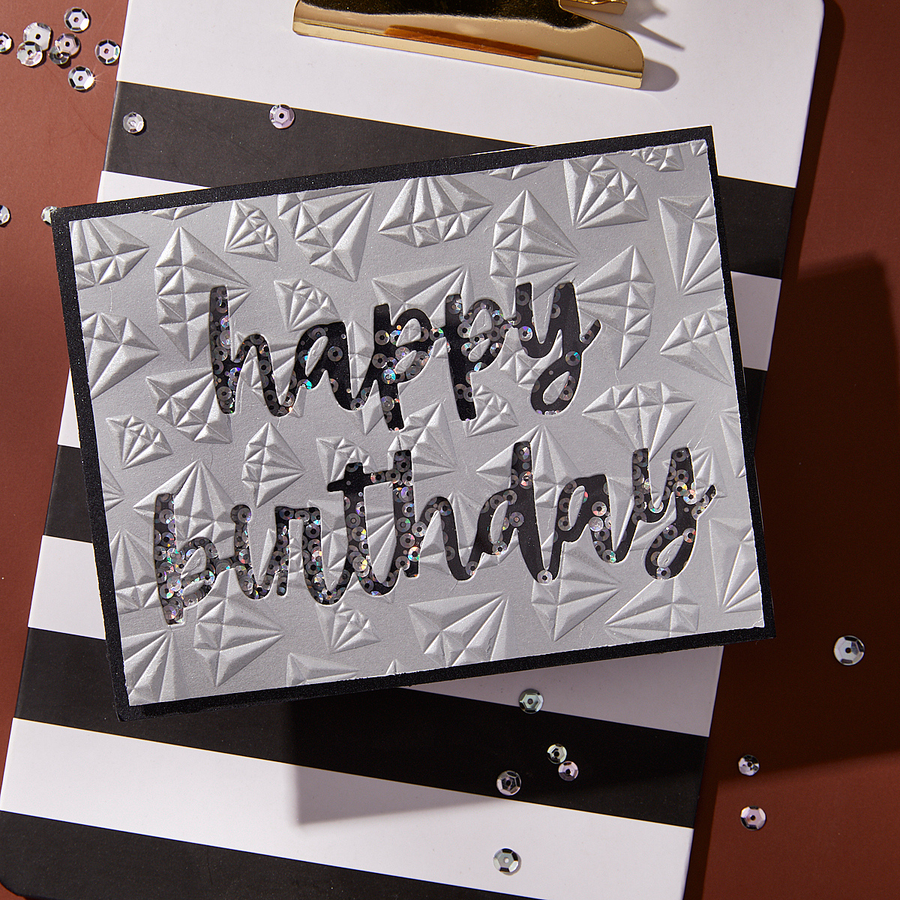 Spellbinders - Born to Sparkle 3D Embossing Folder from the Bougie Birthday Collection by Nina Boettcher