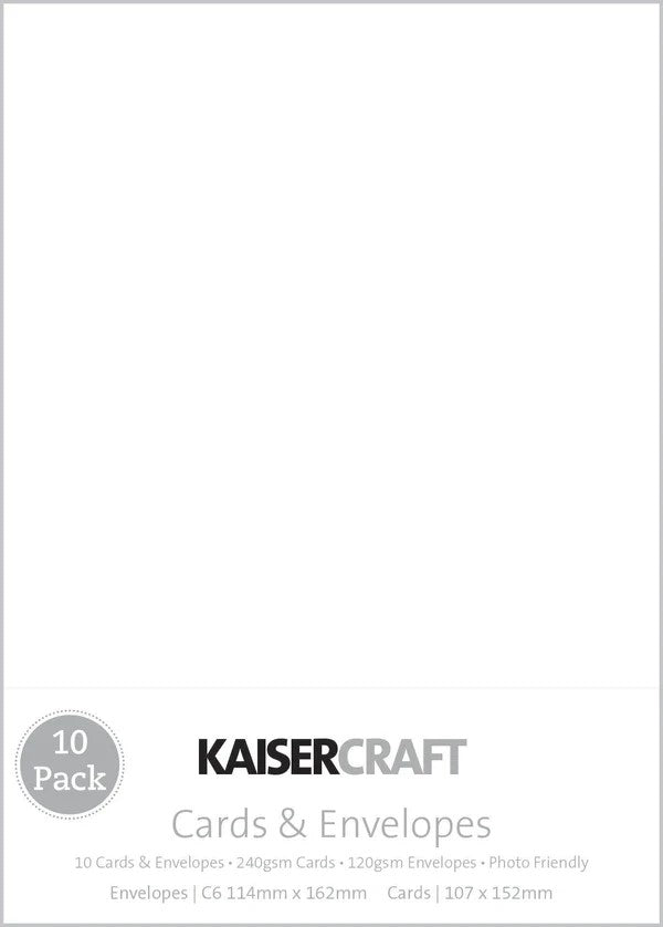 Kaisercraft - White C6 Card Pack (114mm x 162mm)