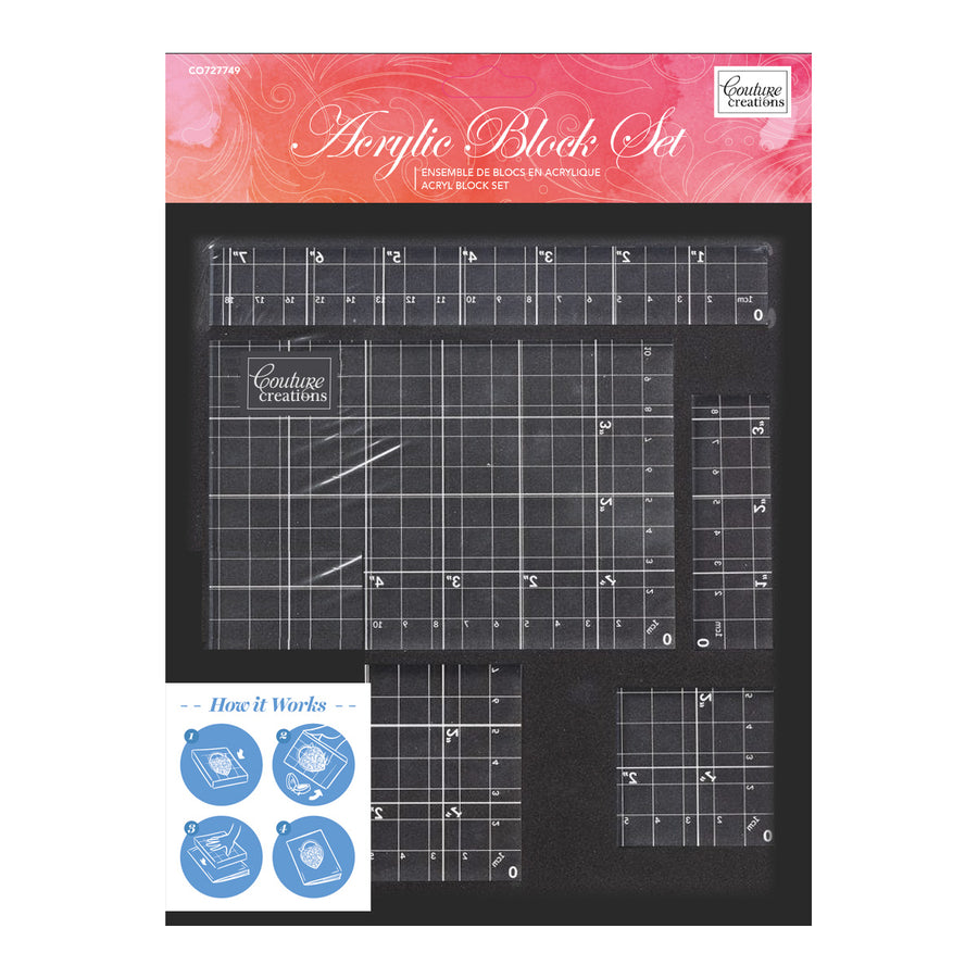 Couture Creations - Acrylic Block Set with grid lines (5 pc)