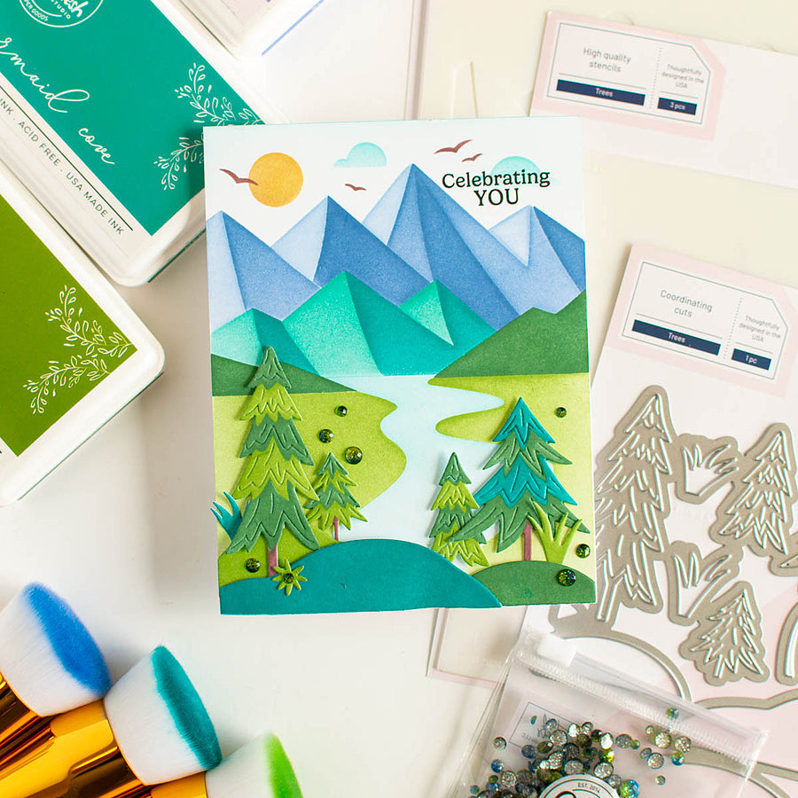 Pinkfresh Studio - Mountains Stencils