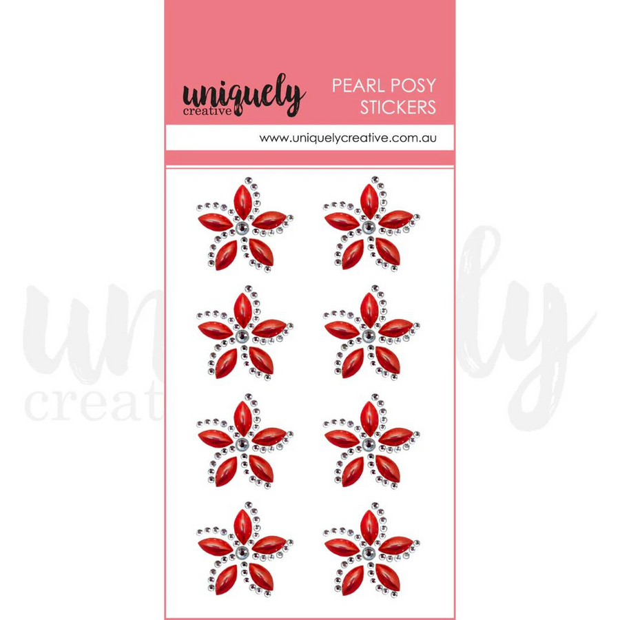 Uniquely Creative - Pearl Posy Stickers - Christmas Red