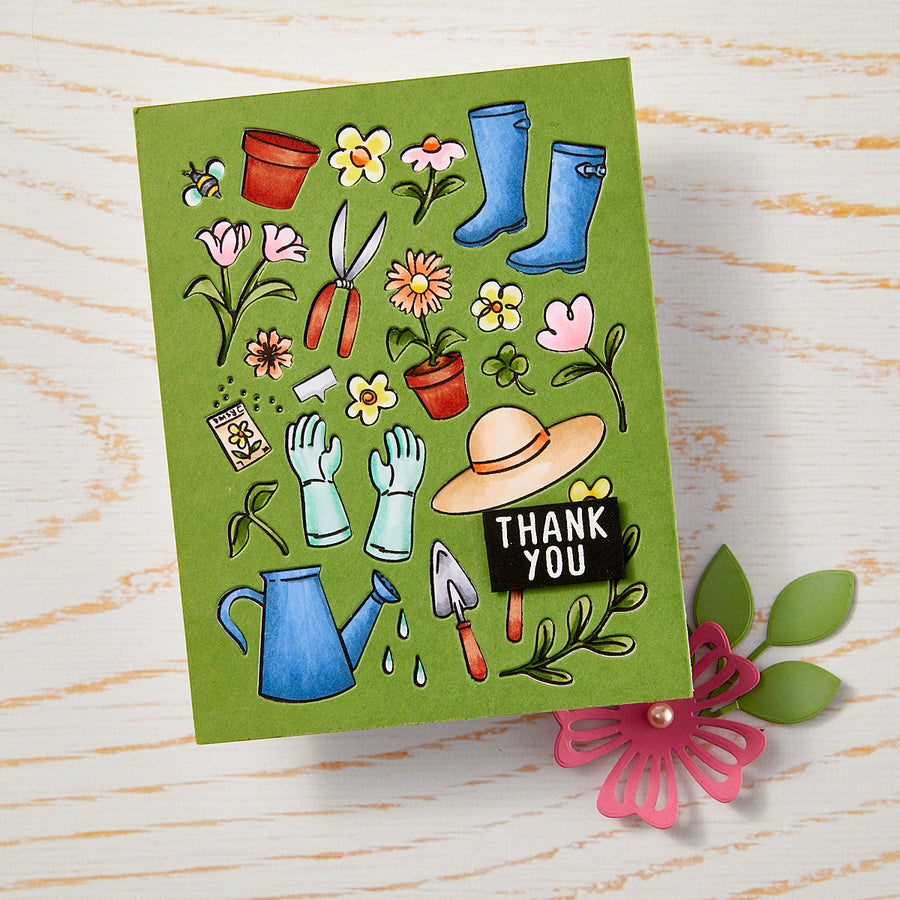 Hero Arts - Gardening Tools & Flowers Cover Plate Die from the In The Garden Collection