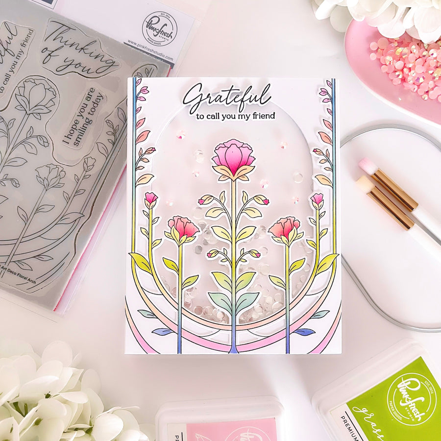 Pinkfresh Studio - Art Deco Floral Arch Stencils