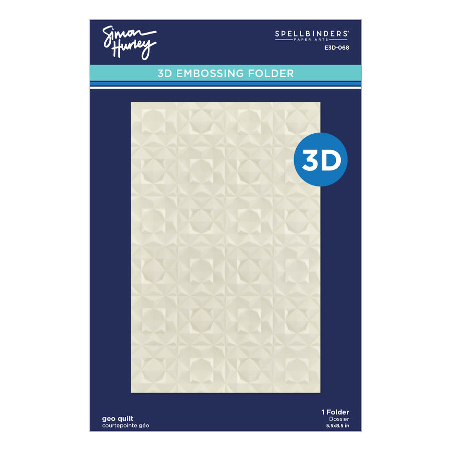 Spellbinders - Geo Quilt 3D Embossing Folder from the Simon's Snow Globes Collection by Simon Hurley