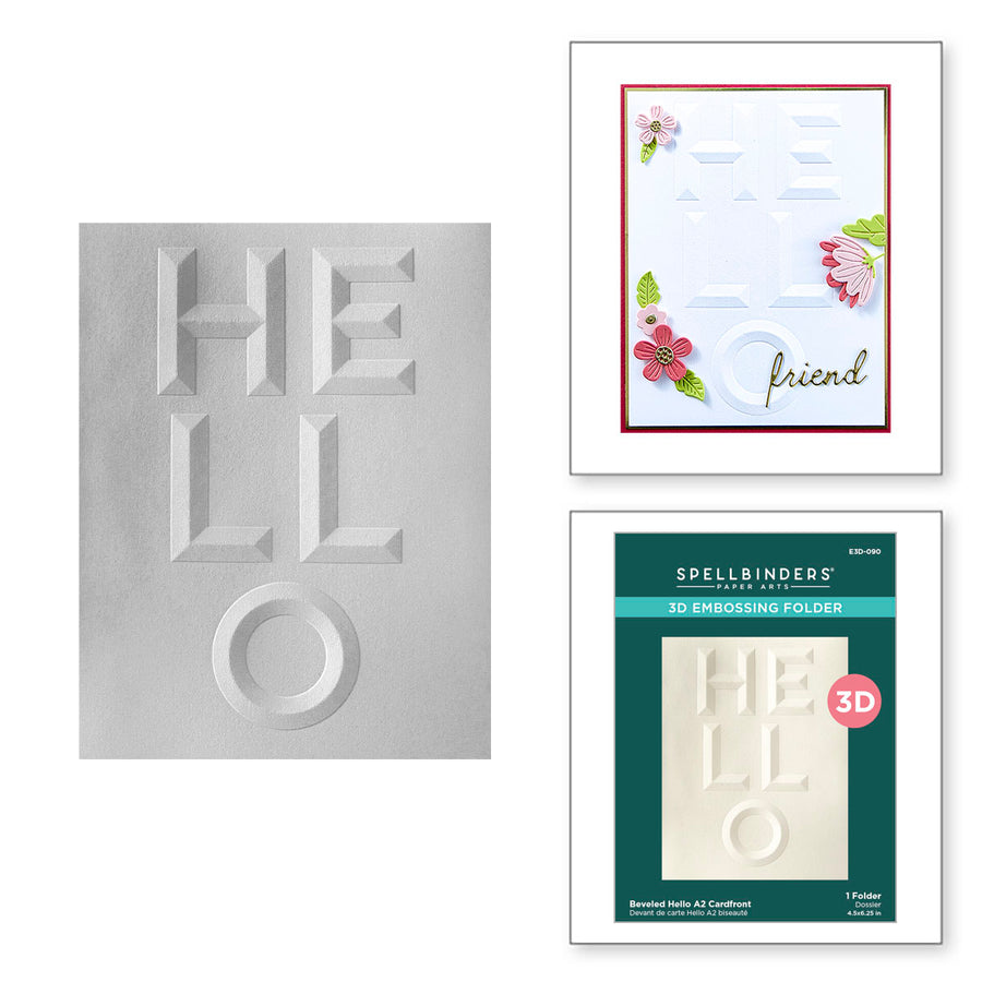 Spellbinders - Beveled Hello A2 Cardfront 3D Embossing Folder from the Beveled Sentiment A2 Cardfronts Collection