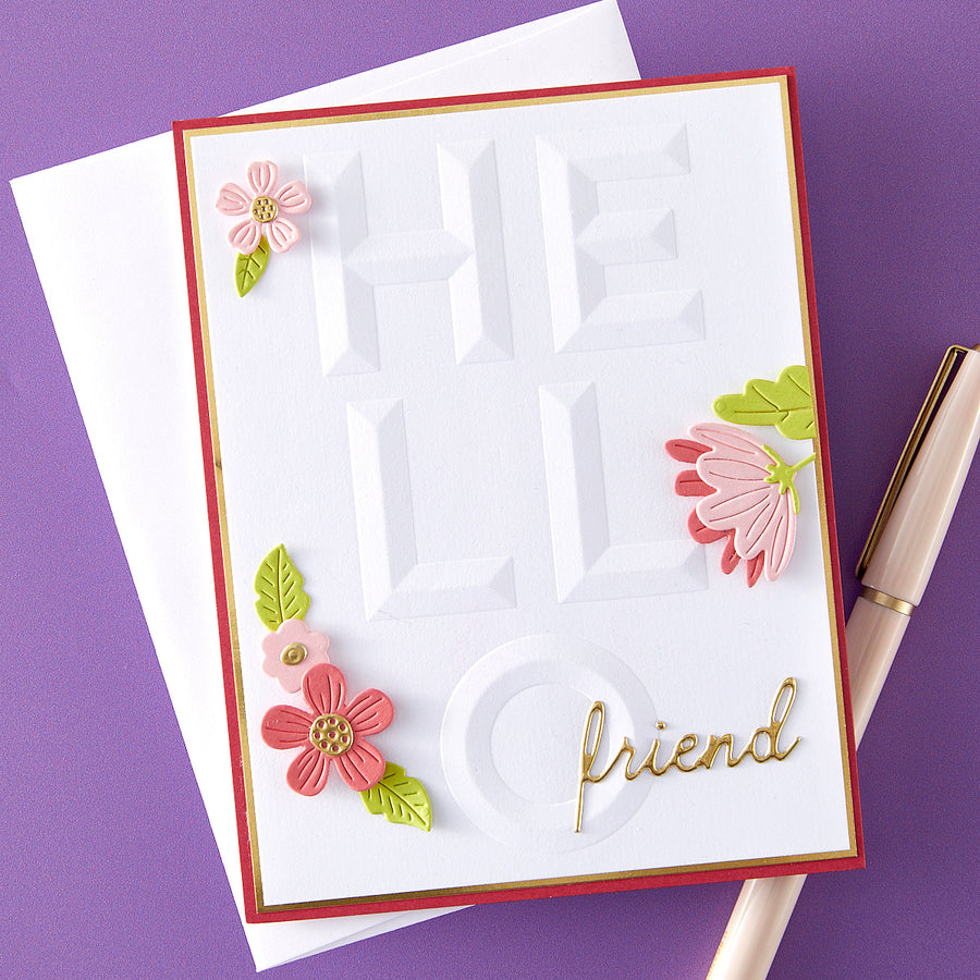 Spellbinders - Beveled Hello A2 Cardfront 3D Embossing Folder from the Beveled Sentiment A2 Cardfronts Collection