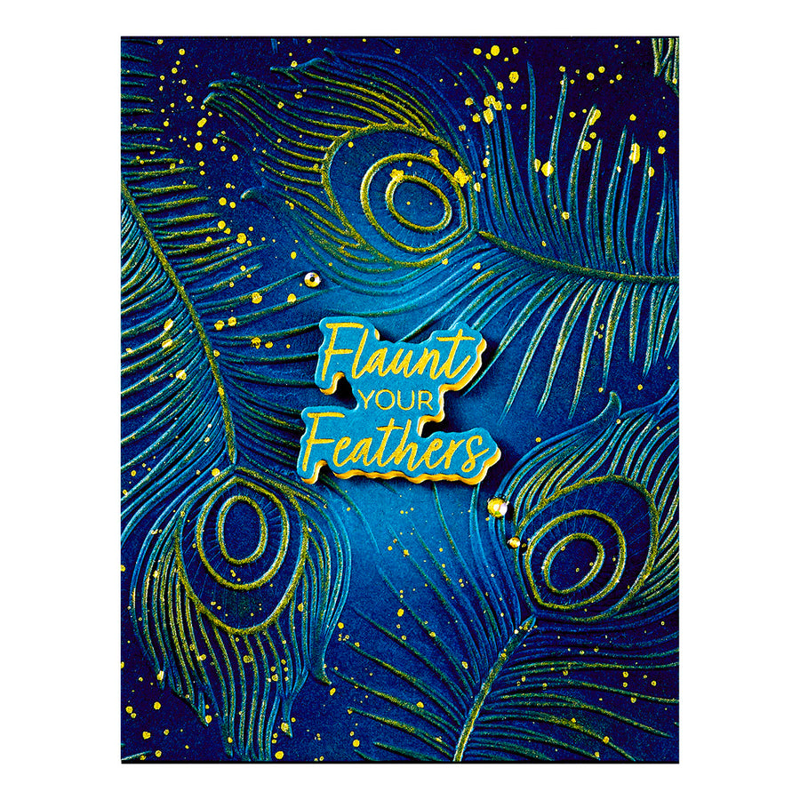 Spellbinders - Feather Flourish 3D Embossing Folder from the Peacock Paradise Collection by Dawn Bibby