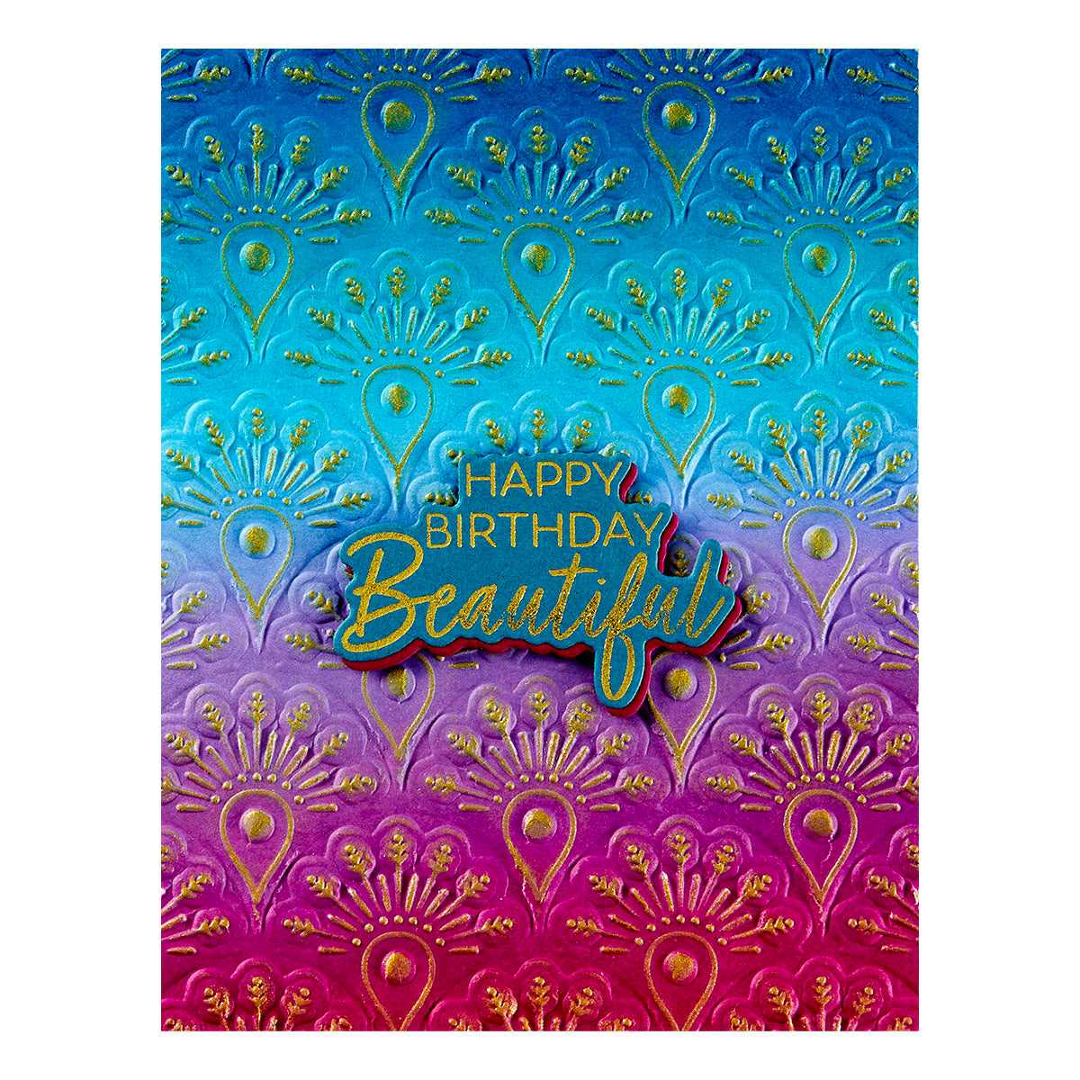 Spellbinders - Peacock Motif 3D Embossing Folder from the Peacock Paradise Collection by Dawn Bibby