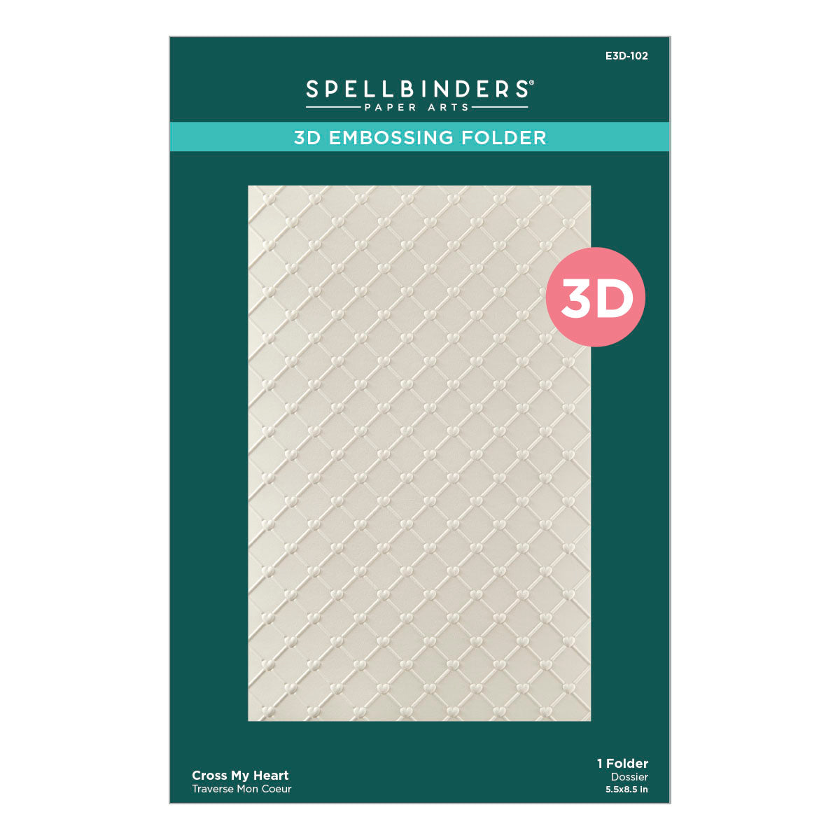 Spellbinders - Cross My Heart 3D Embossing Folder from the Gorgeous You Collection