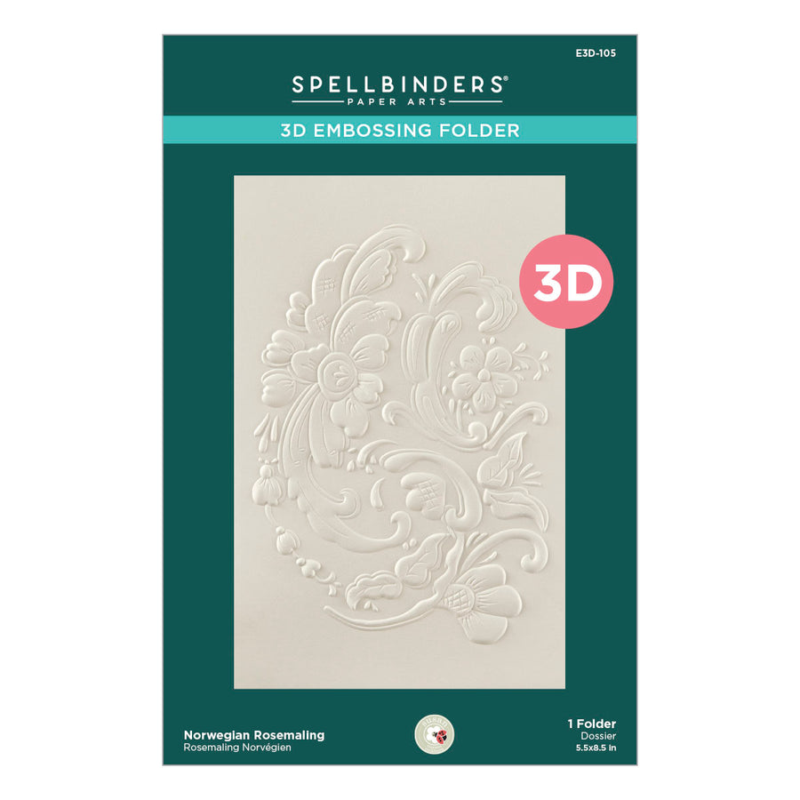 Spellbinders - Norwegian Rosemaling 3D Embossing Folder from the Winter's Grace Garden Collection by Susan Tierney-Cockburn