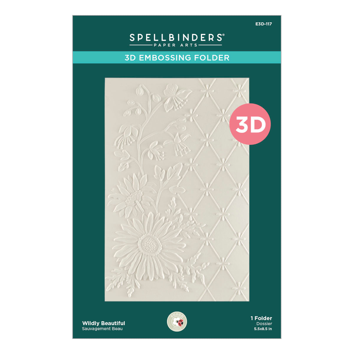 Spellbinders - Wildly Beautiful 3D Embossing Folder from the Through the Meadow Collection by Susan Tierney-Cockburn