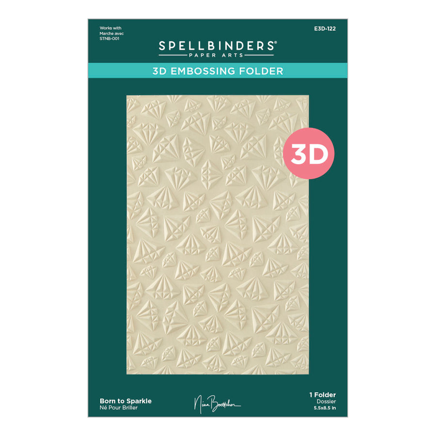 Spellbinders - Born to Sparkle 3D Embossing Folder and Stencil Bundle from the Bougie Birthday Collection by Nina Boettcher