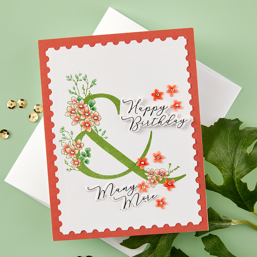 Spellbinders - Floral & and Sentiment Press Plate from the Every Occasion Floral Alphabet Collection