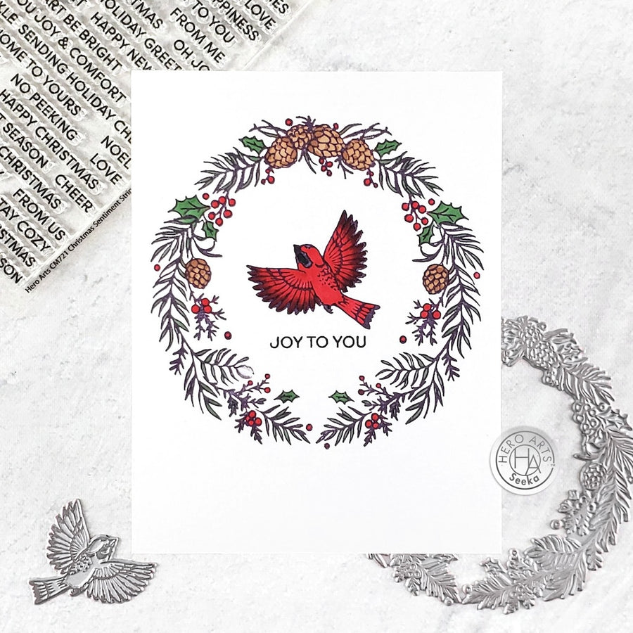 Hero Arts - Wreath & Finch Letterpress + Foil Plate (D)