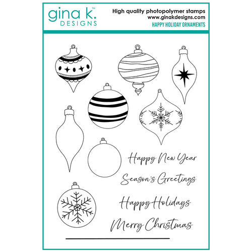 Gina K Designs Happy Holiday Ornaments Stamps