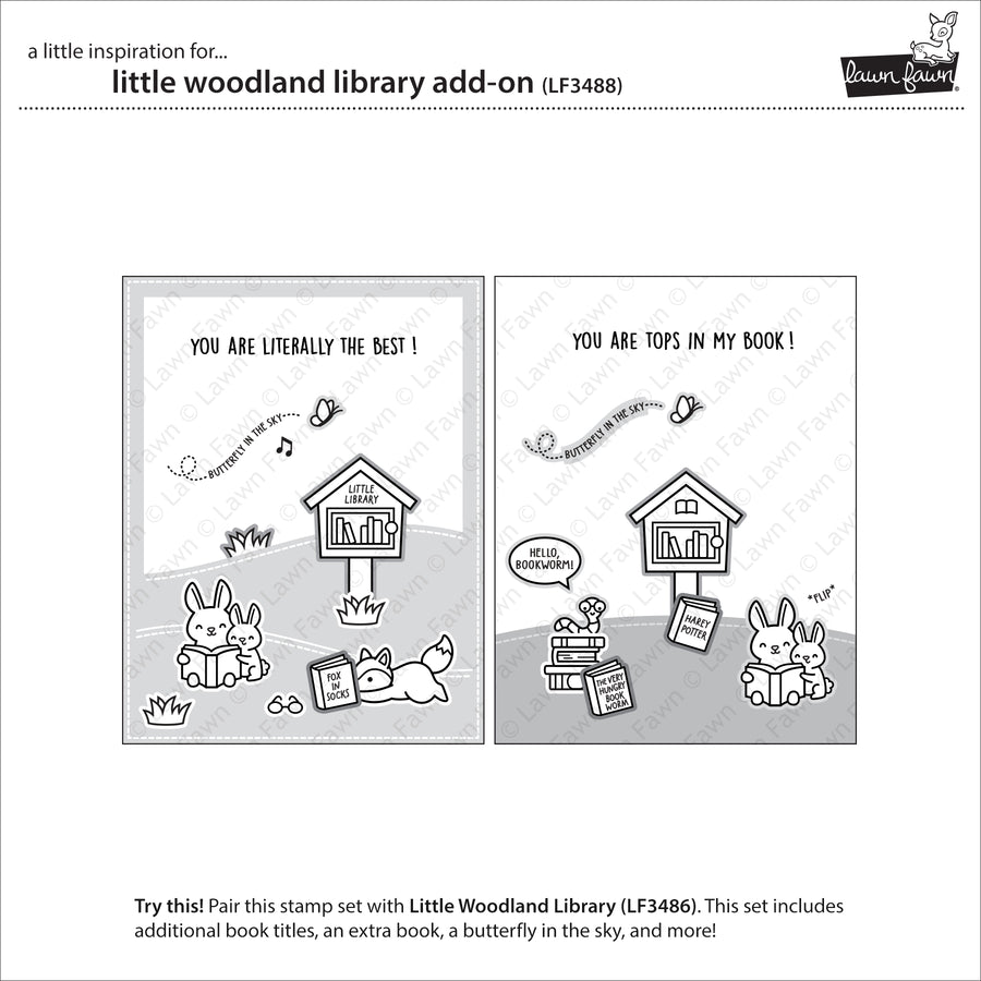 Lawn Fawn - Little Woodland Library Add-on Stamps