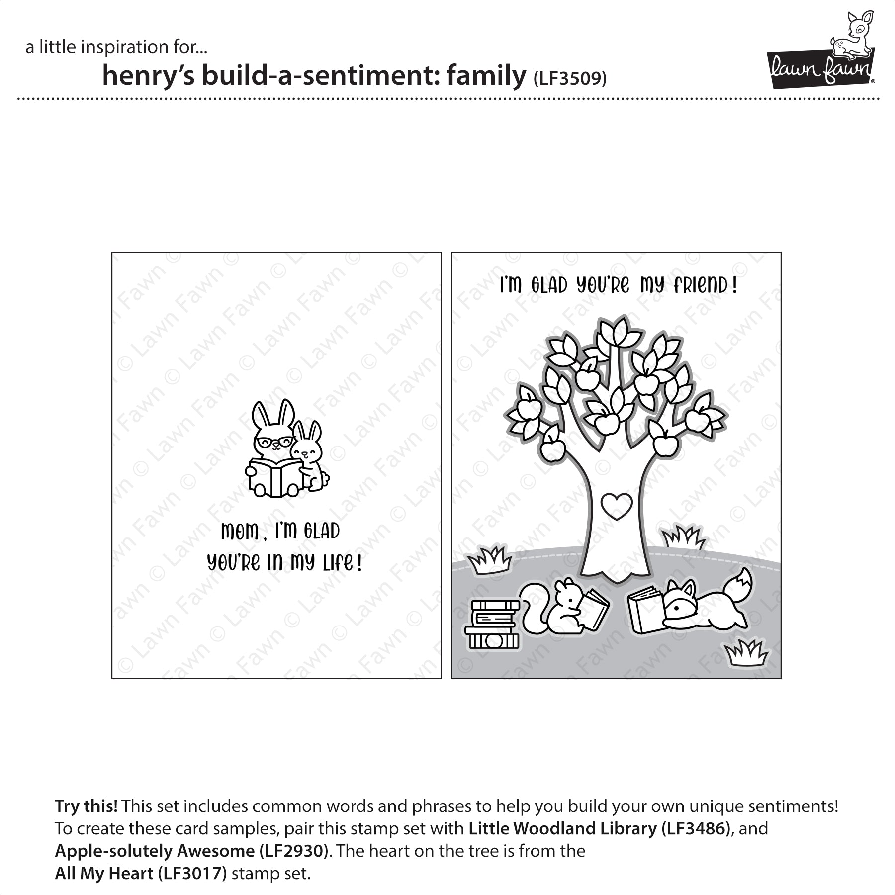 Lawn Fawn - Henry's Build-A-Sentiment: Family Stamps