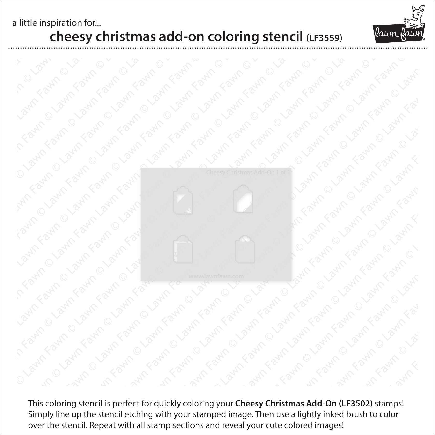 Lawn Fawn - Cheesy Christmas Add-on Coloring Stencil