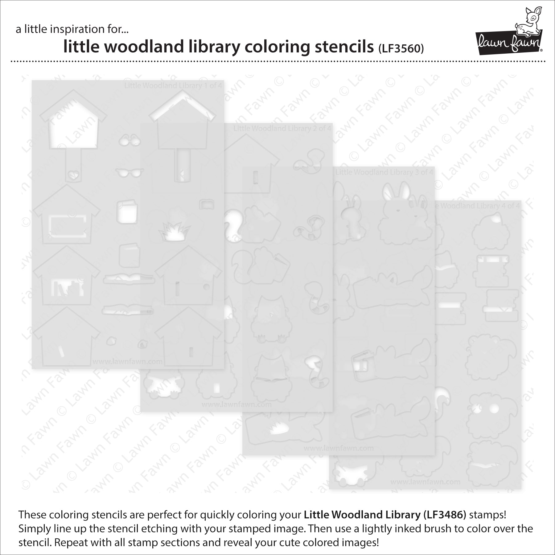 Lawn Fawn - Little Woodland Library Coloring Stencils