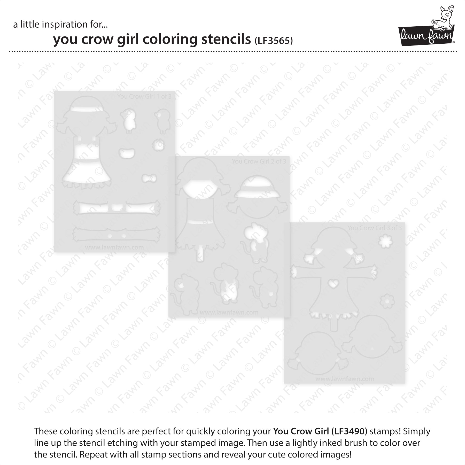 Lawn Fawn - You Crow Girl Coloring Stencils