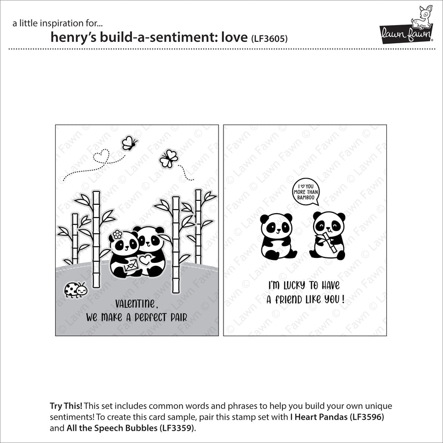 Lawn Fawn - Henry's Build-a-Sentiment: Love Stamps