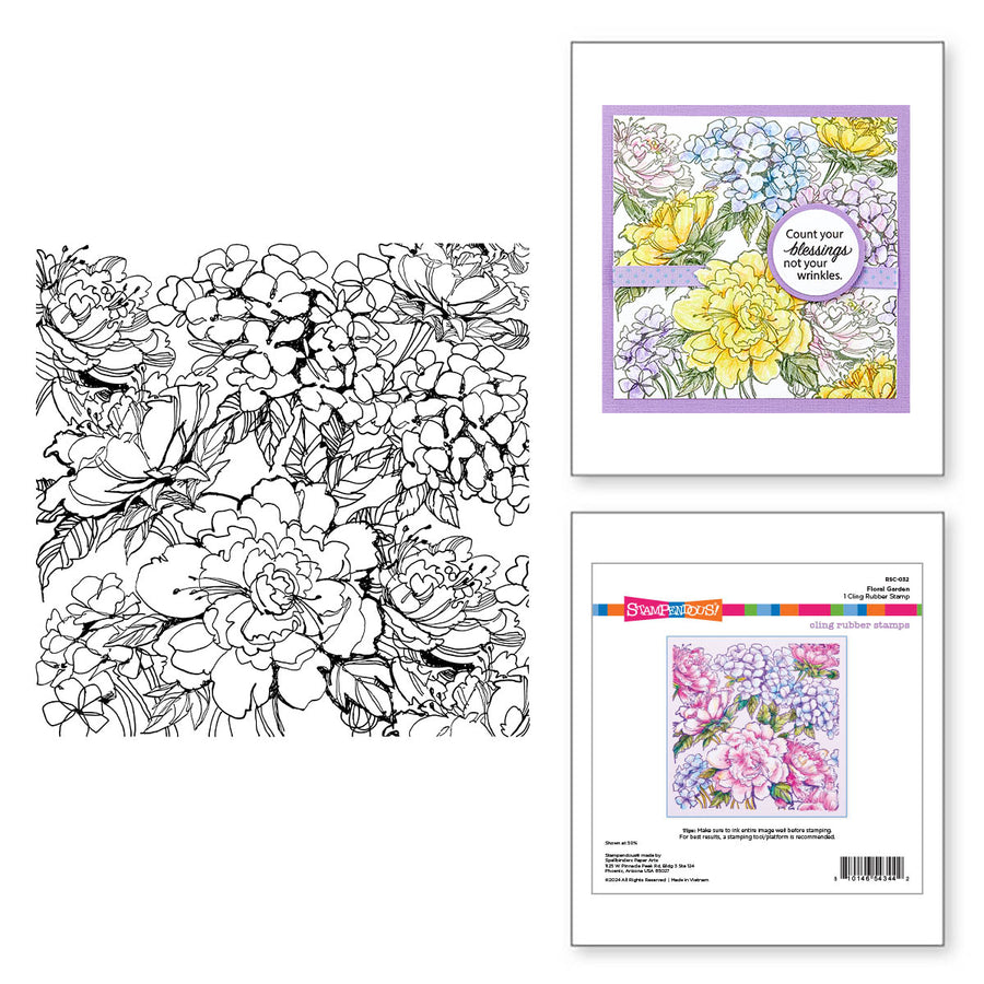 Spellbinders - Stampendous Floral Garden Cling Rubber Stamp Set from the Beautiful Backgrounds Collection