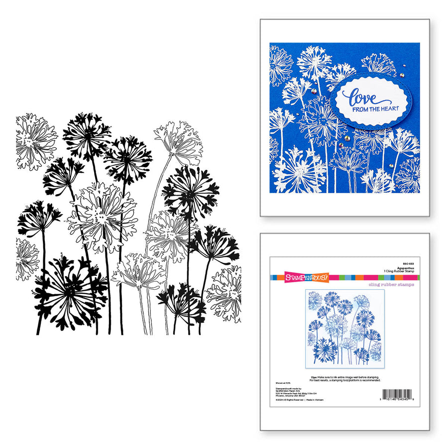 Spellbinders - Stampendous Agapanthus Cling Rubber Stamp Set from the Beautiful Backgrounds Collection