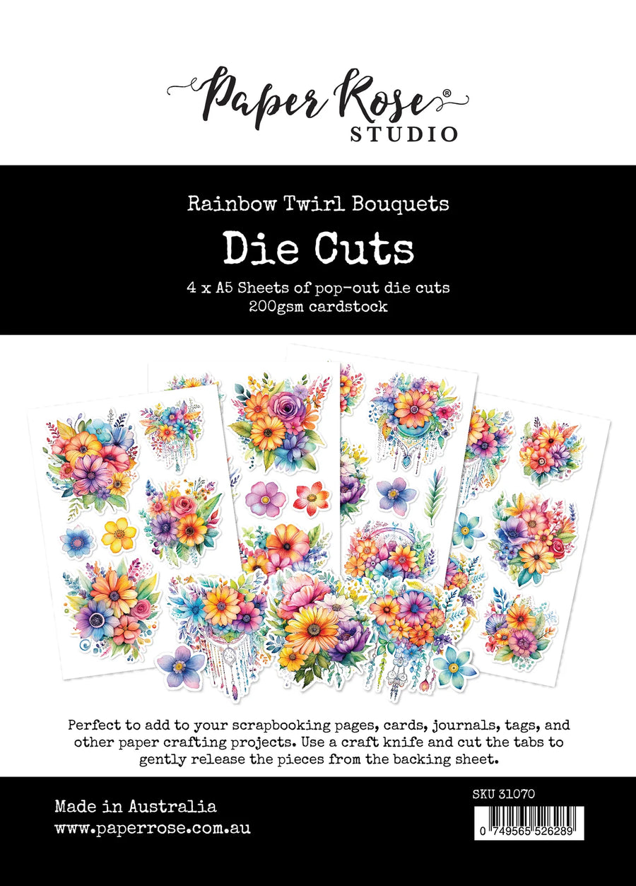 Paper Rose Studio - Rainbow Twirl Bouquets Die Cuts