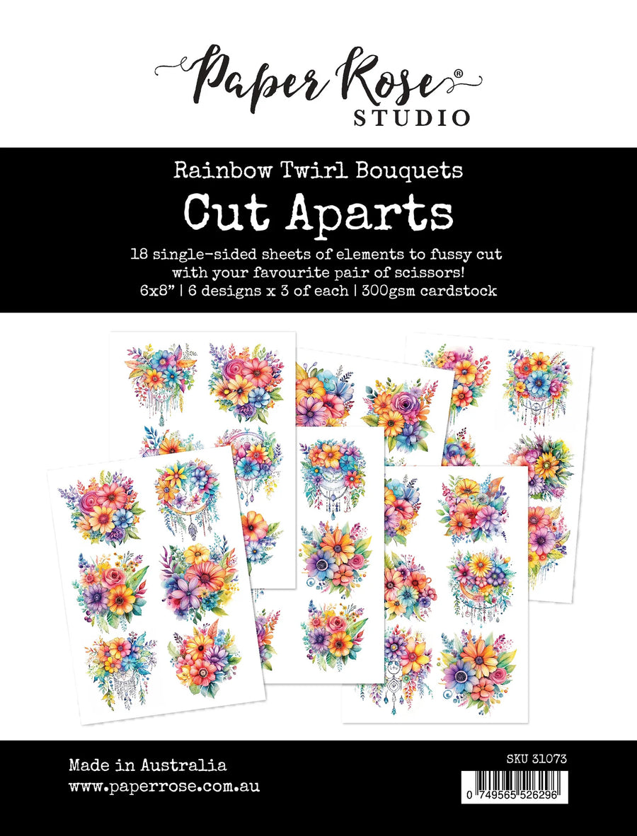 Paper Rose - Rainbow Twirl Bouquets Cut Aparts Paper Pack