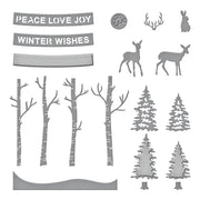 Spellbinders - Woodland Scene Etched Dies from the Simon's Snow Globes Collection by Simon Hurley