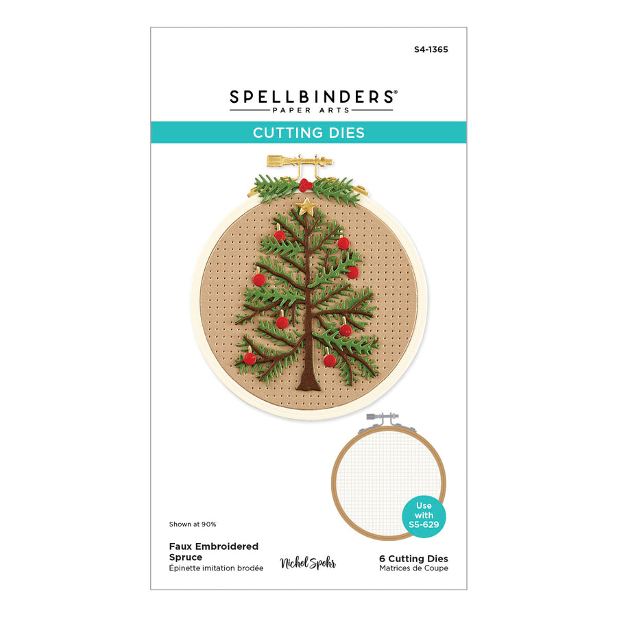 Spellbinders - Faux Embroidered Spruce Etched Dies from the Nichol's Needlework Collection by Nichol Spohr