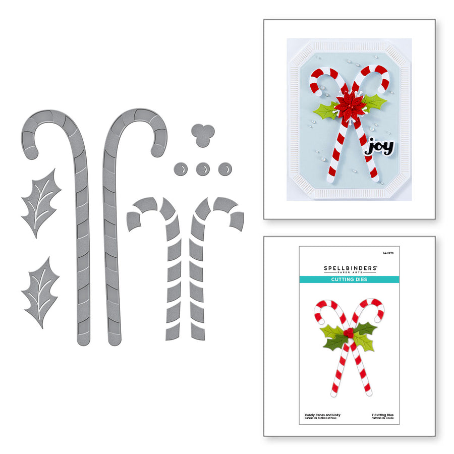 Spellbinders - Candy Canes and Holly Etched Dies from the Home for the Holidays Collection