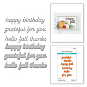 Spellbinders - Happy Fall Sentiments Etched Dies - Independents Only World Cardmaking Day Exclusive