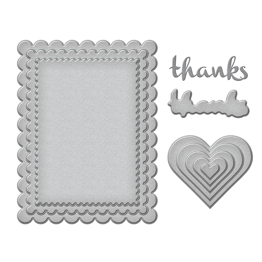 Spellbinders - Heartfelt Thanks & Scallops Etched Dies from the From the Garden Collection by Wendy Vecchi