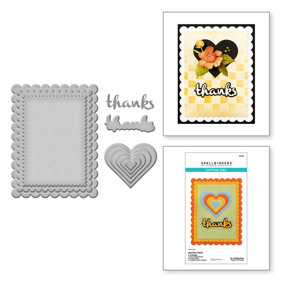 Spellbinders - Heartfelt Thanks & Scallops Etched Dies from the From the Garden Collection by Wendy Vecchi