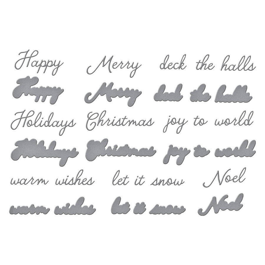 Spellbinders - Handwritten Holiday Sentiments Etched Dies from the Let It Snow Collection by Simon Hurley