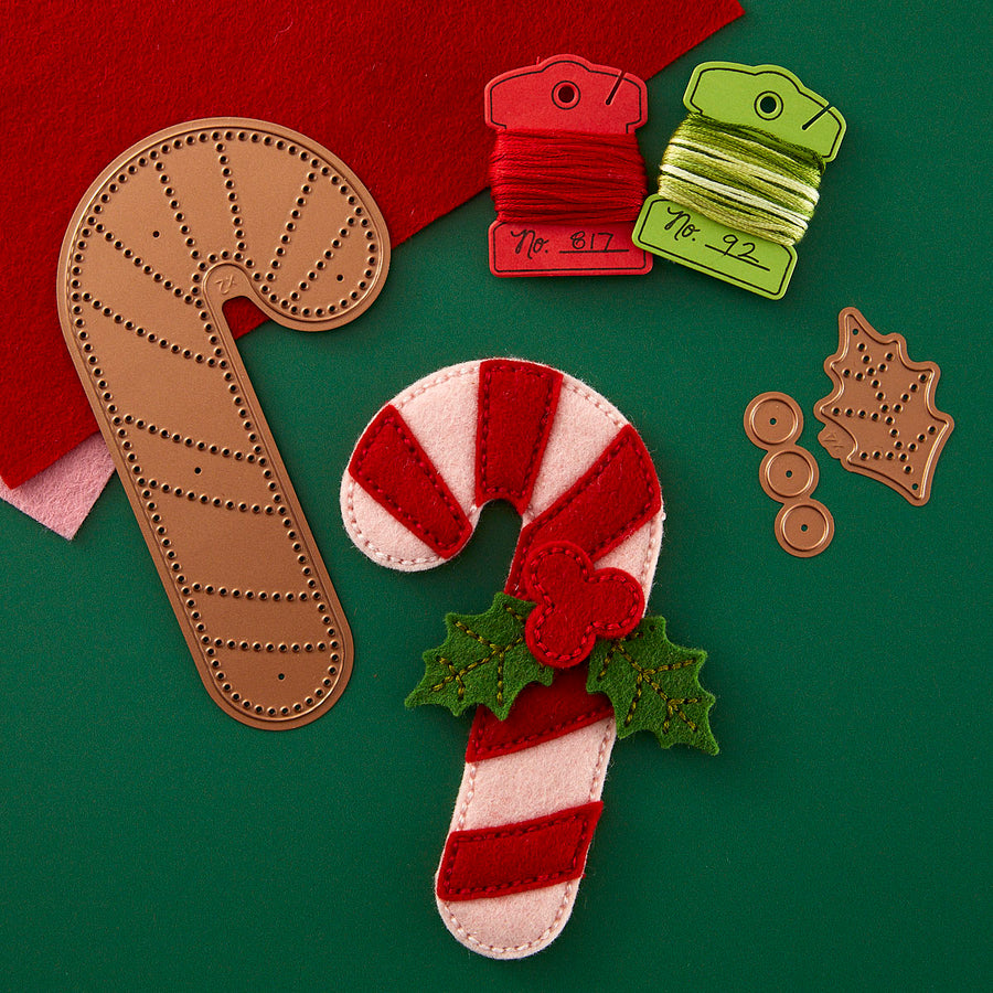 Spellbinders - Felt Candy Cane Etched Dies from the Felt Stitch & Create Collection by Nicole Spohr