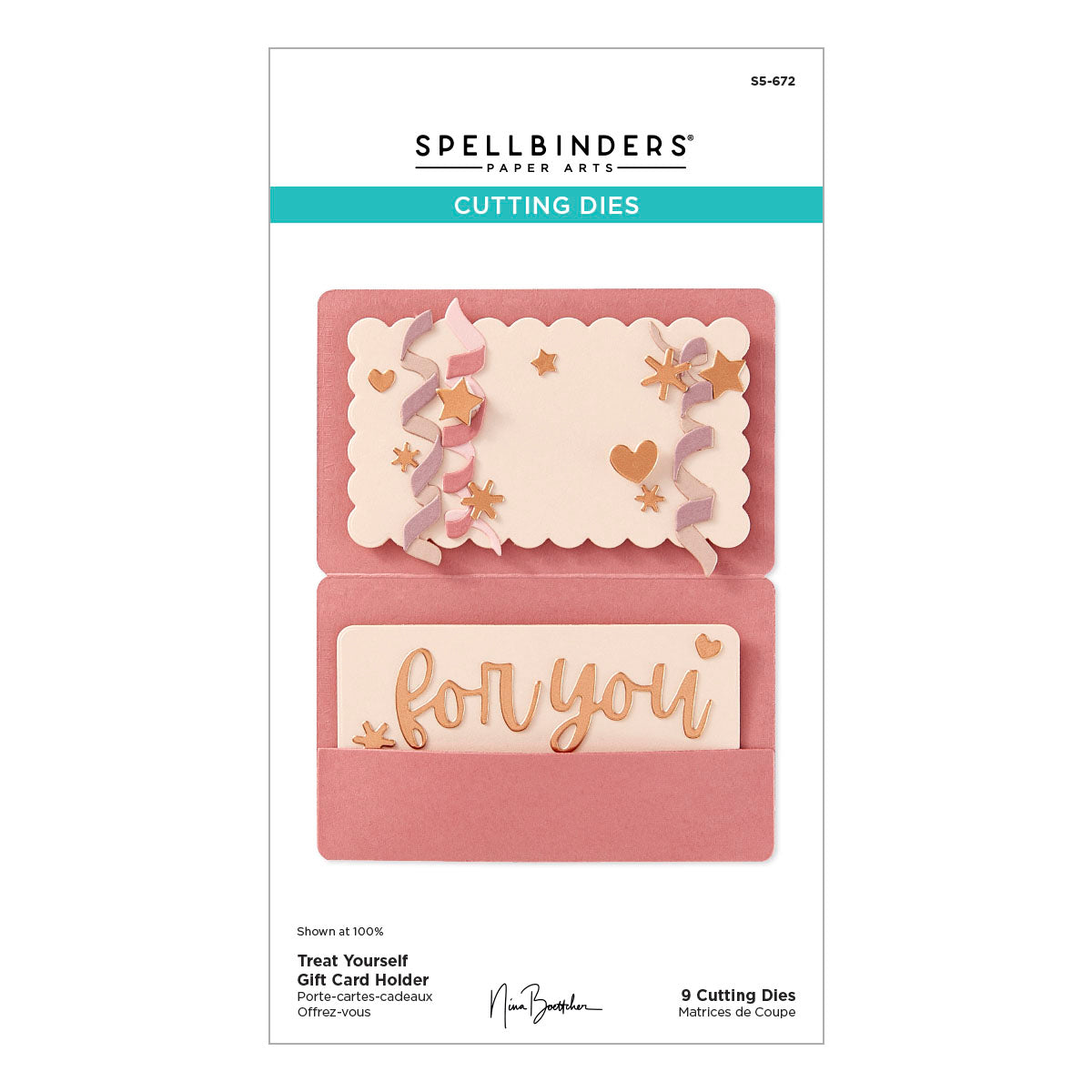 Spellbinders - Treat Yourself Gift Card Holder Etched Dies from the Bougie Birthday Collection by Nina Boettcher