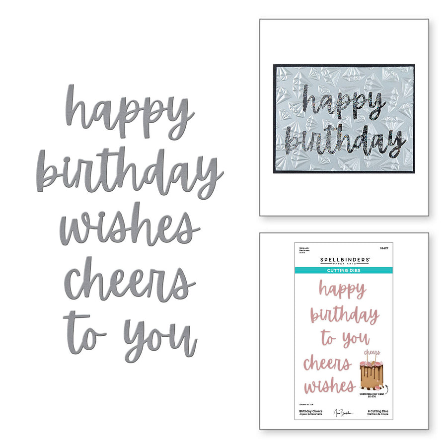 Spellbinders - Birthday Cheers Etched Dies from the Bougie Birthday Collection by Nina Boettcher