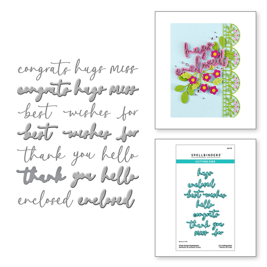 Spellbinders - Vivid Script Sentiments Etched Dies from the Vivid Expressions Collection