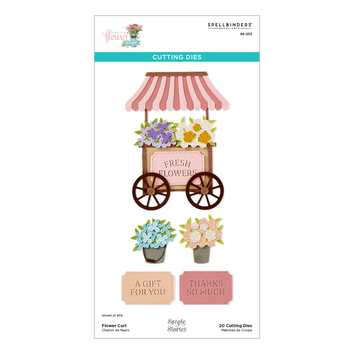 Spellbinders - Flower Cart Etched Dies from the Simple Vintage Flower Shoppe Collection with Simple Stories