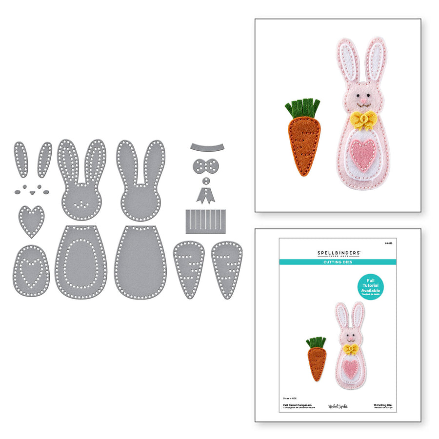 Spellbinders - Felt Carrot Companion Etched Dies from the Spring Felt Stitch & Create Collection by Nichol Spohr