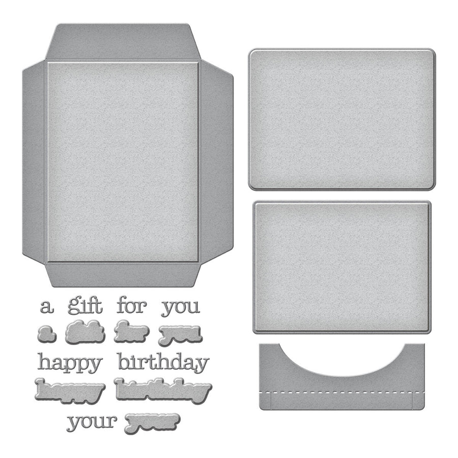 Spellbinders - A2 Gift Card Holder and Envelope Etched Dies from the All the Sentiments Collection by Stampendous