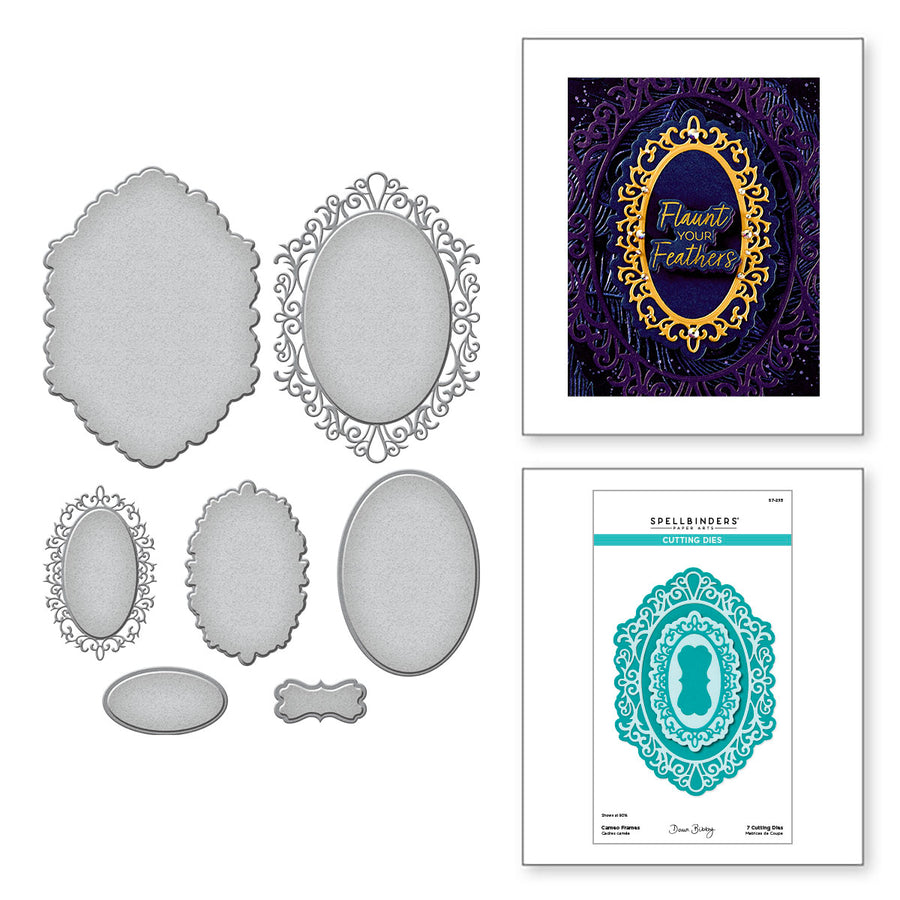 Spellbinders - Cameo Frames Etched Dies from the Peacock Paradise Collection by Dawn Bibby