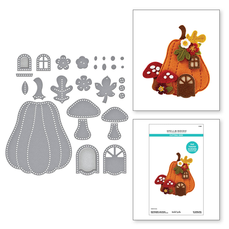 Spellbinders - Felt Pumpkin Lane House Etched Dies from the Felt Stitch & Create Collection by Nicole Spohr