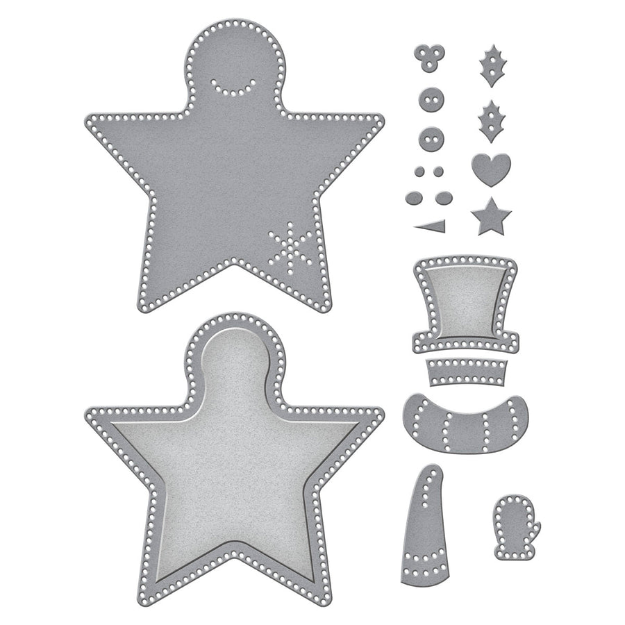 Spellbinders - Felt Snowman Star Etched Dies from the Felt Stitch & Create Collection by Nicole Spohr