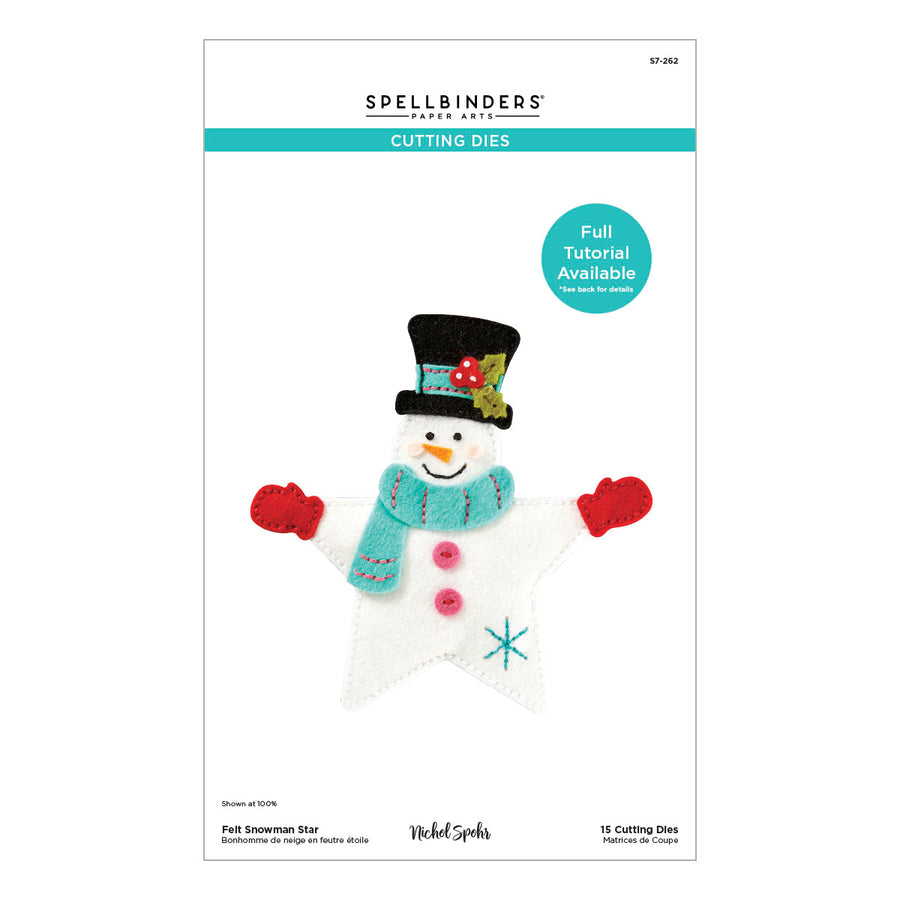 Spellbinders - Felt Snowman Star Etched Dies from the Felt Stitch & Create Collection by Nicole Spohr